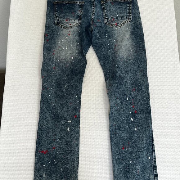 Parish Nation Rare Paint Splatter Rip and Repair Distressed Denim Jeans 32x29 - Picture 9 of 11